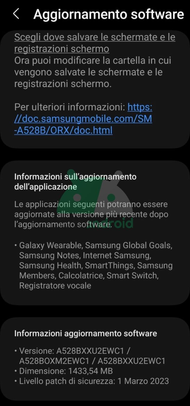aggiornamento One UI 5.1 Samsung Galaxy A52s 5G