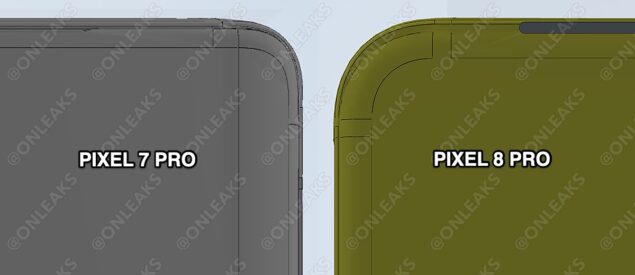 Google Pixel 7 Pro vs Google Pixel 8 Pro - parte superiore del fronte