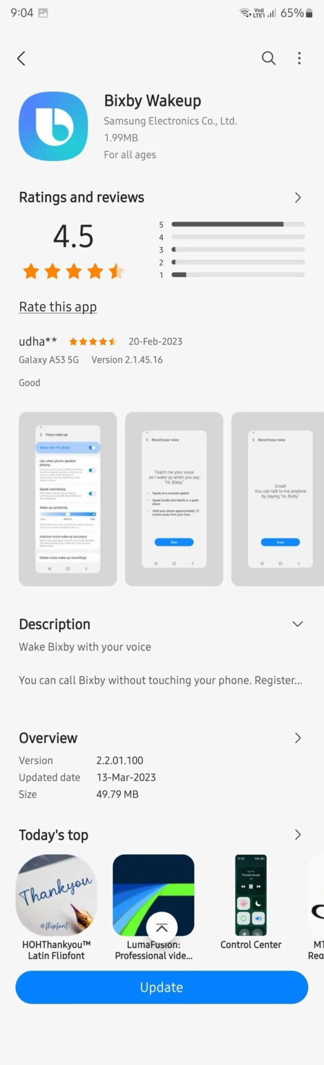 Samsung Galaxy Store aggiornamento Bixby Wakeup