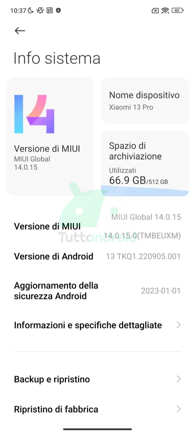 aggiornamento Xiaomi 13 Pro patch di sicurezza gennaio 2023