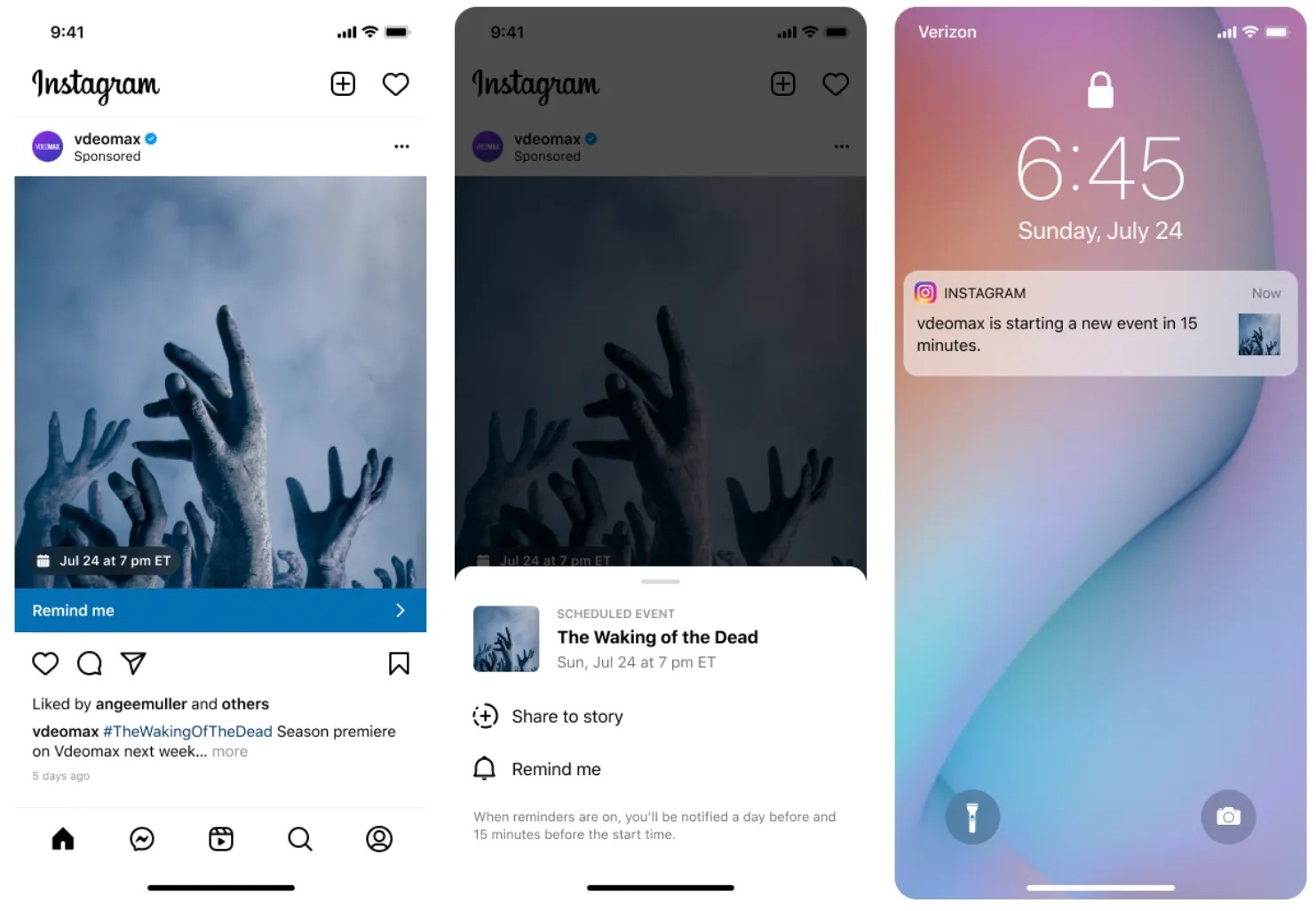 Instagram promemoria eventi