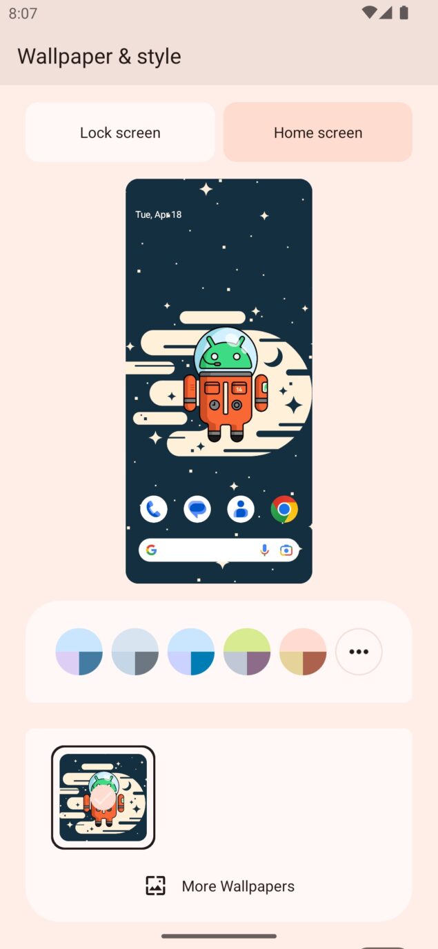 Android 14 Beta 1 - Sfondo e stile