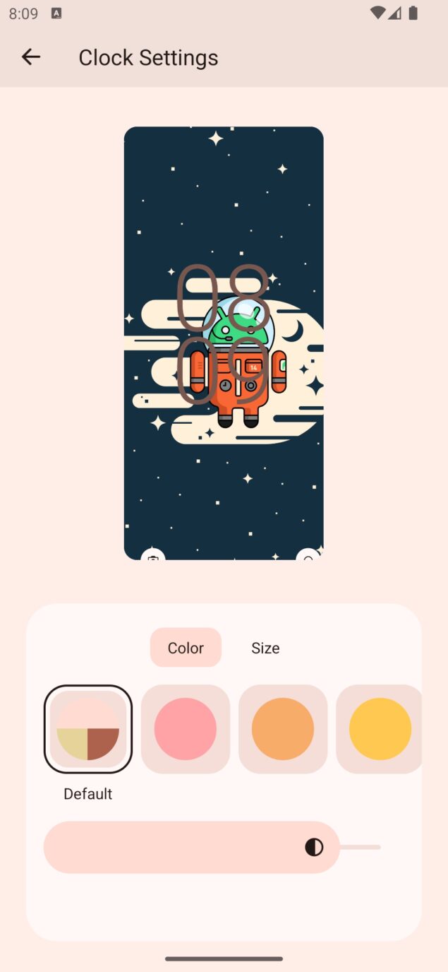 Android 14 Beta 1 - orologio personalizzabile