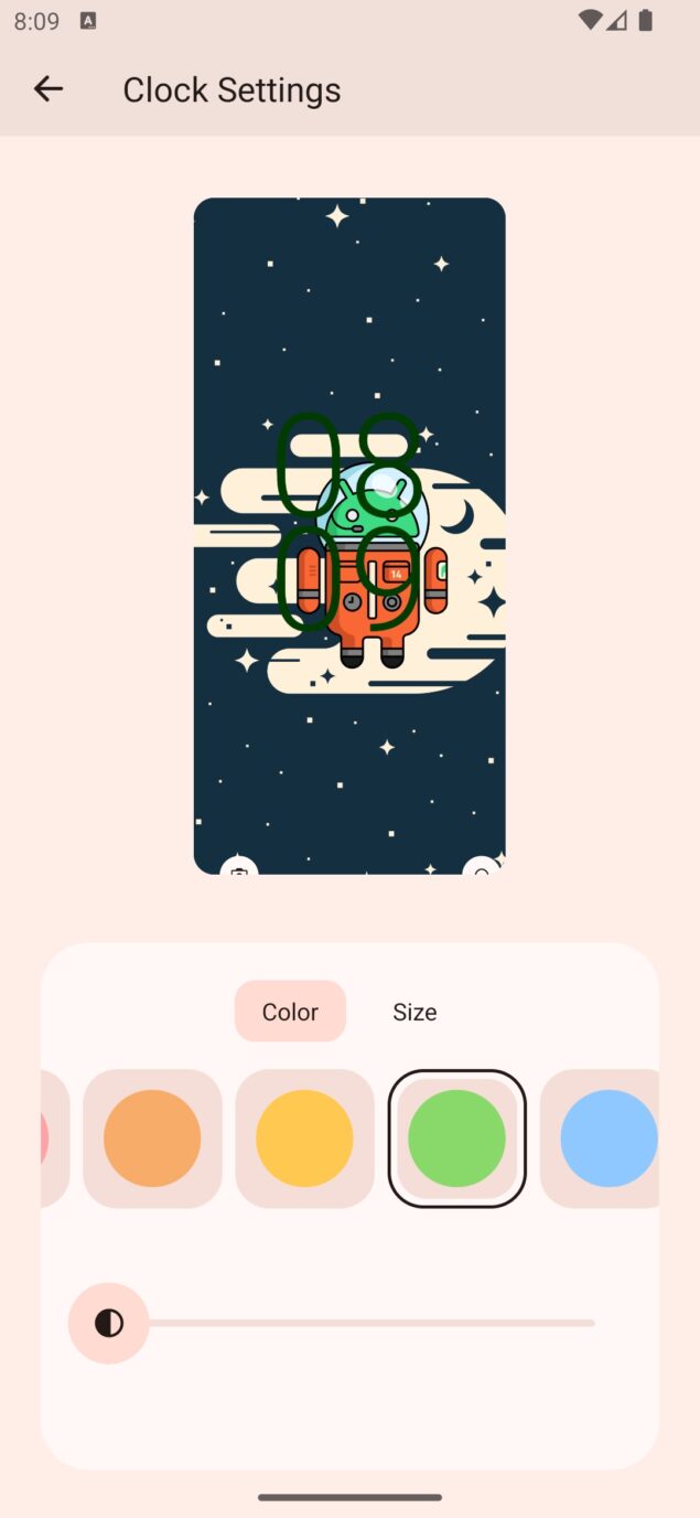 Android 14 Beta 1 - orologio personalizzabile