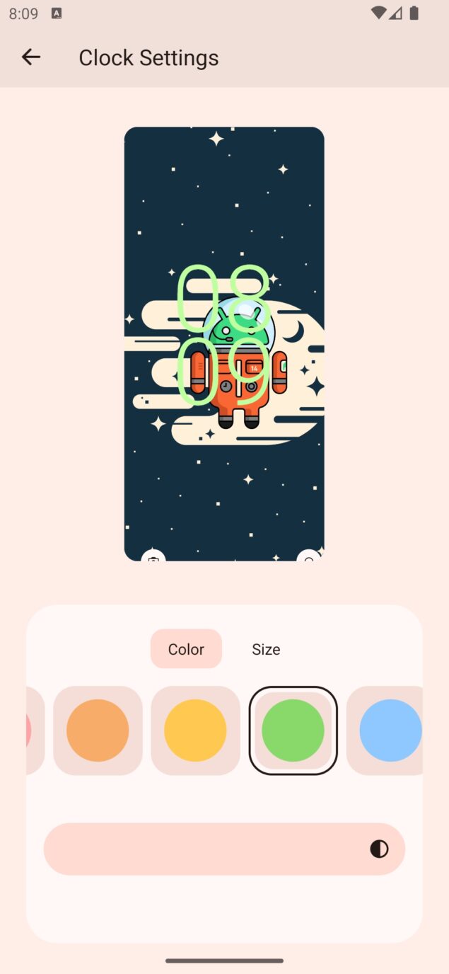 Android 14 Beta 1 - orologio personalizzabile