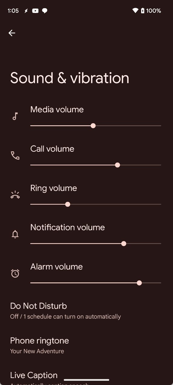 Android 14 beta 1 - Slider separati volume suoneria chiamate notifica