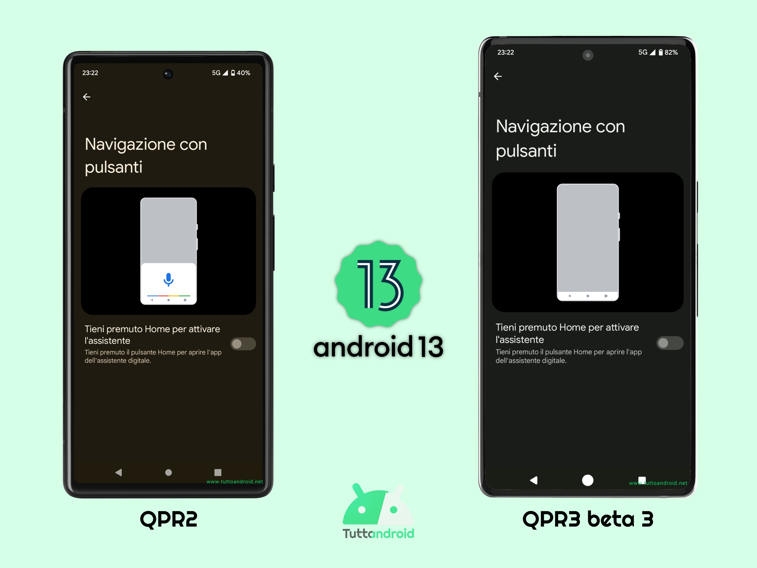 La barra di navigazione a tre pulsanti cambia tra Android 13 QPR2 e Android 13 QPR3 beta 3