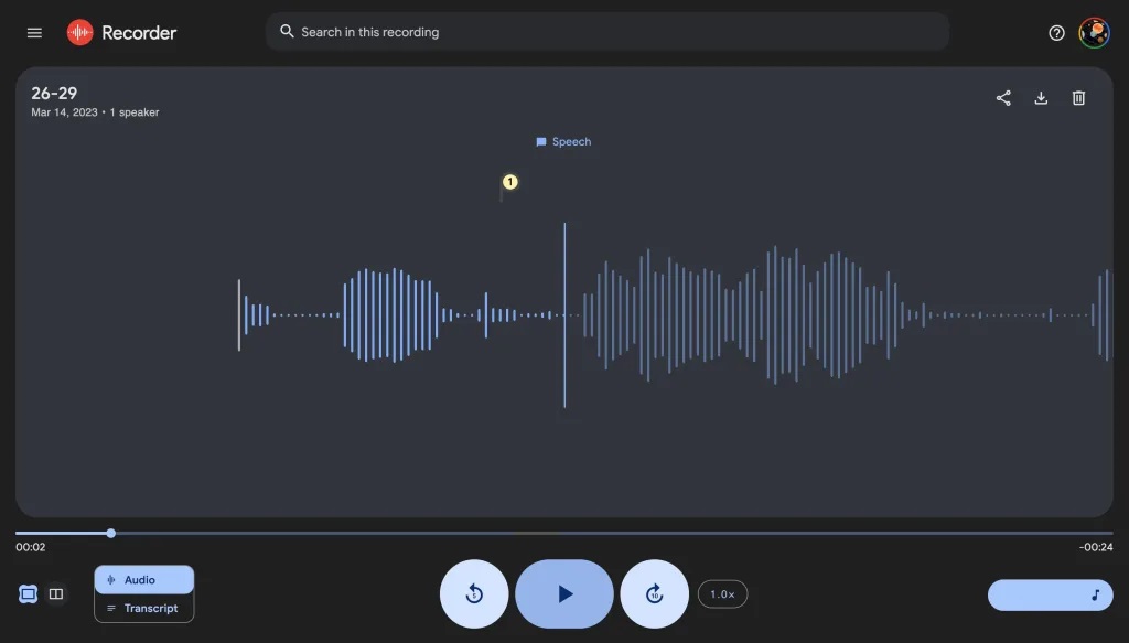 Google Pixel Recorder Web Material You