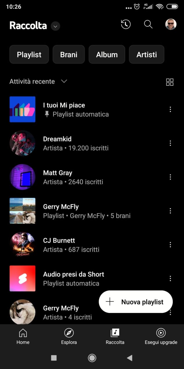 YouTube Music pulsante vista griglia