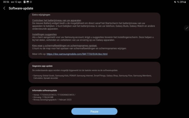 aggiornamento One UI 5.1 Samsung Galaxy Tab S7 FE Wi-Fi