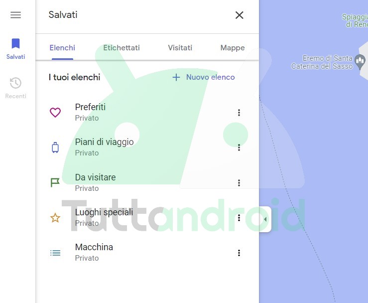 Google Maps barra laterale versione web