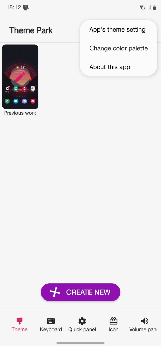 Samsung Theme Park modifica colori Material You