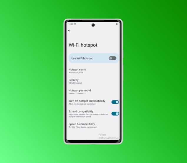 Android 14 Beta 2 Hotspot WiFi