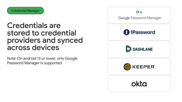 Android 14 Gestori password supportati
