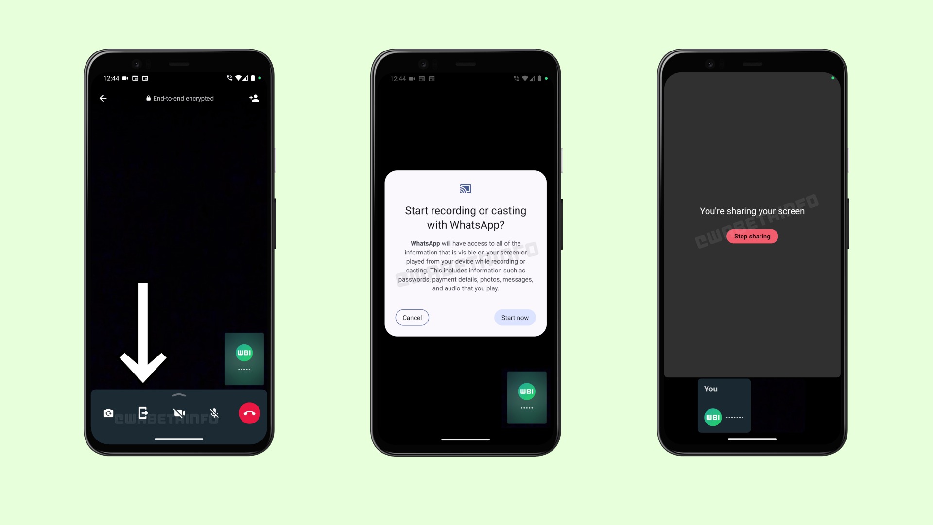 WhatsApp Beta condivisione schermo durante le chiamate