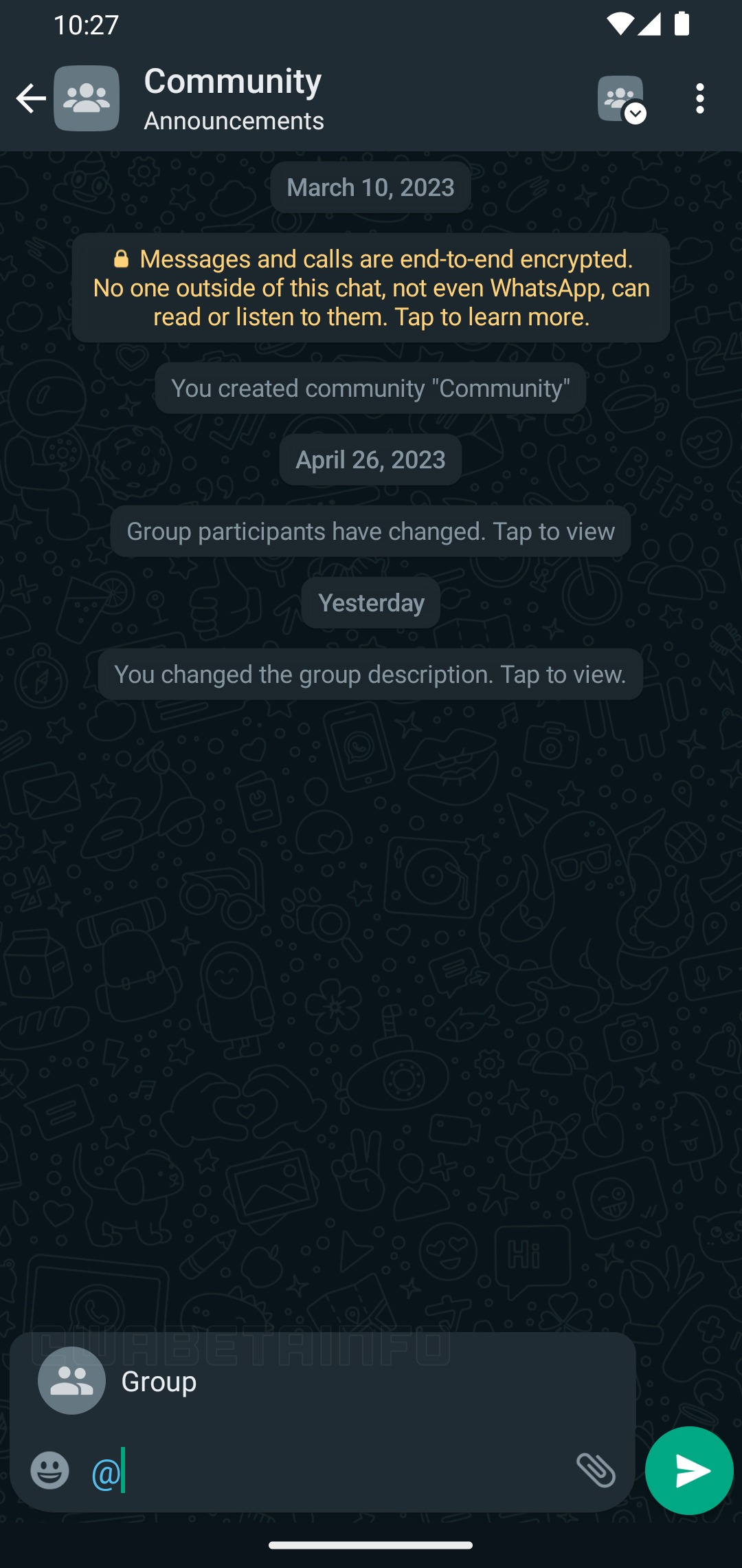 WhatsApp Beta funzione Community menzionare un gruppo