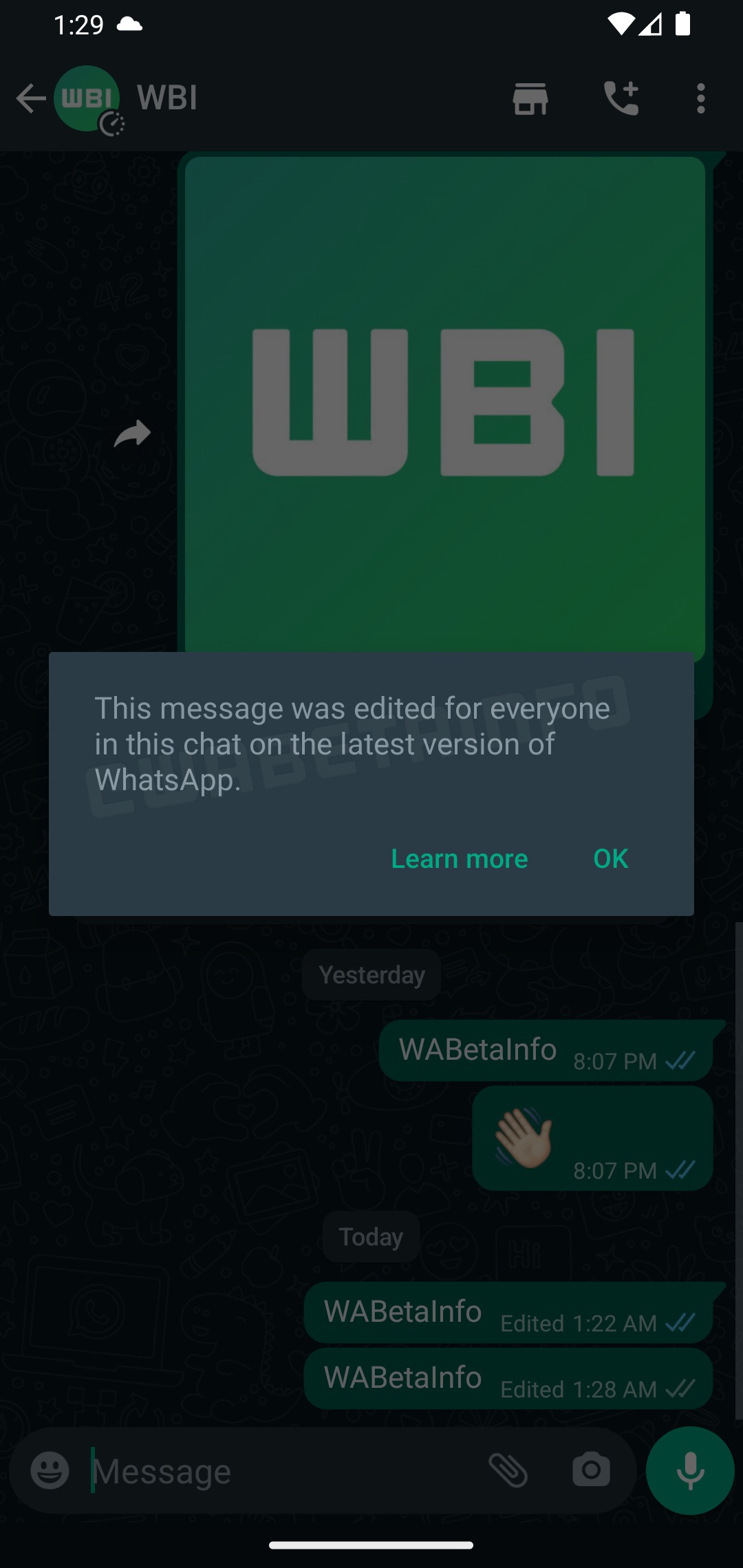 WhatsApp beta avviso modifica messaggi Android