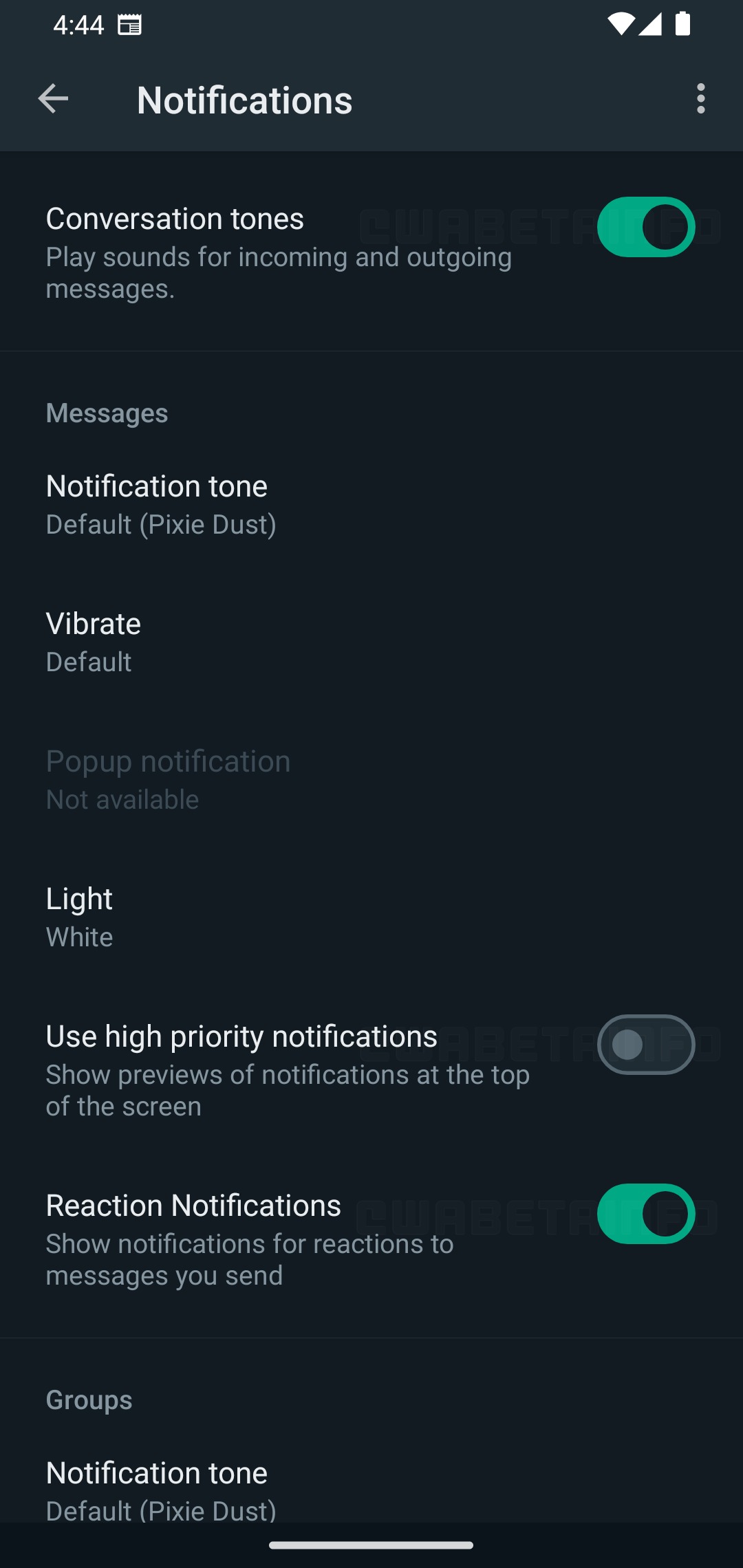 WhatsApp interruttori Material Design 3