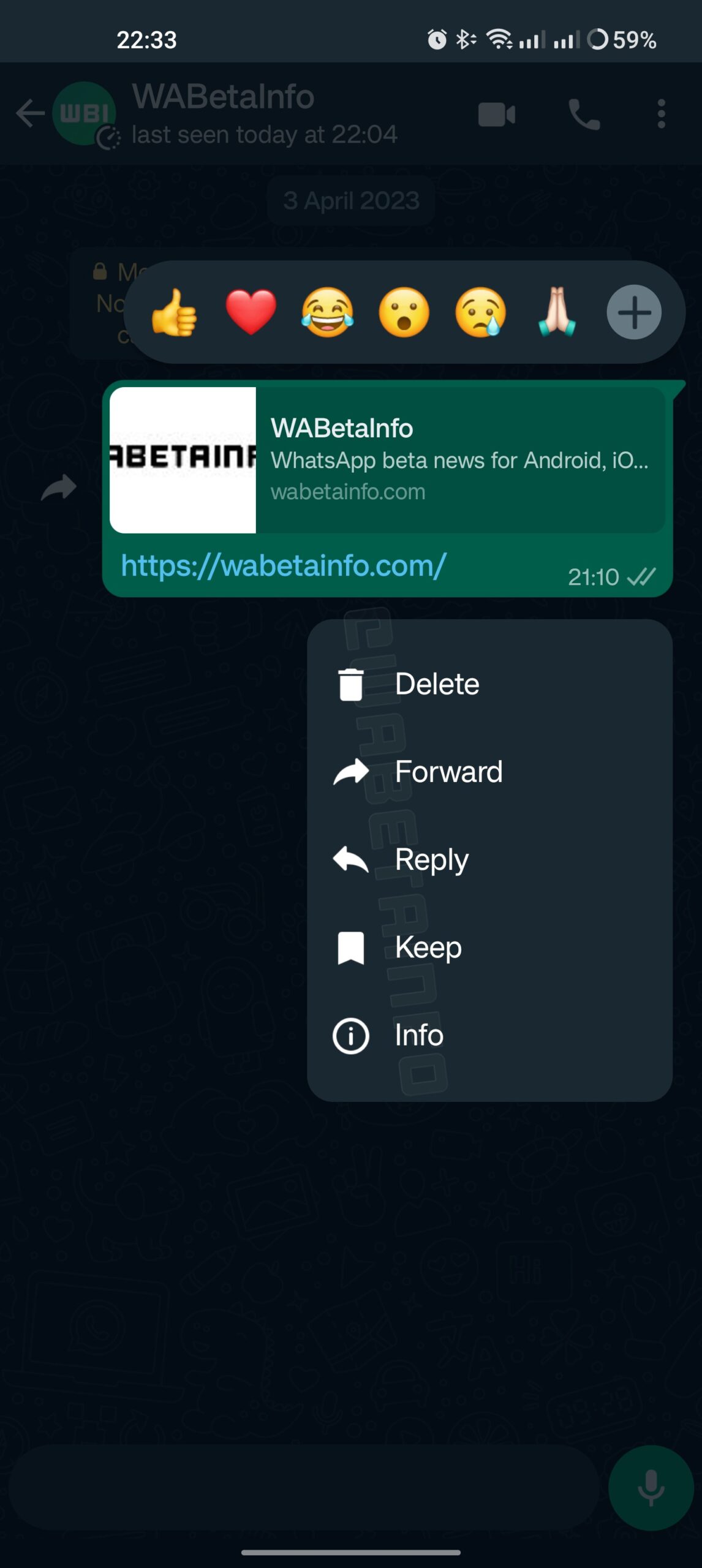 WhatsApp nuovo design menu messaggi