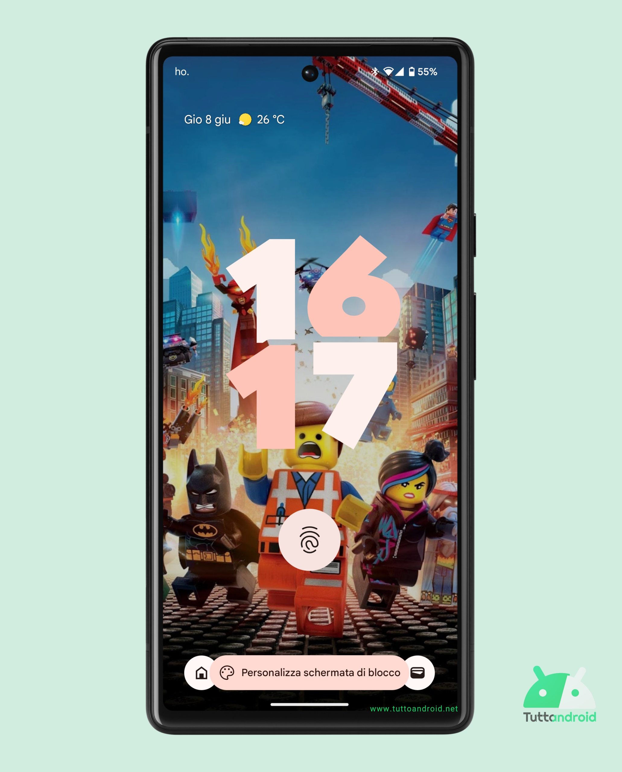 Android 14 beta 3 - Schermata di blocco
