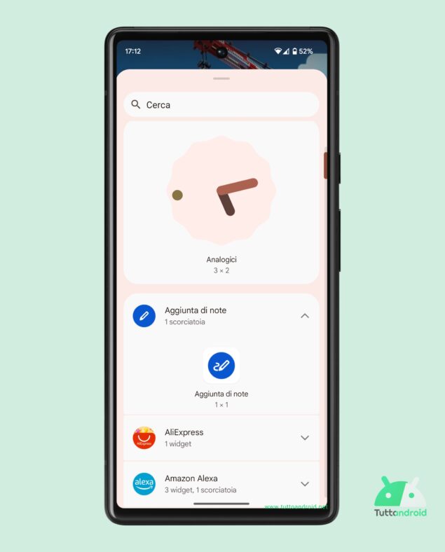 Android 14 beta 3 - Widget aggiunta di note