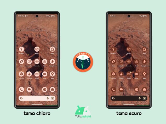 Android 14 beta 3 - icone a tema confronto