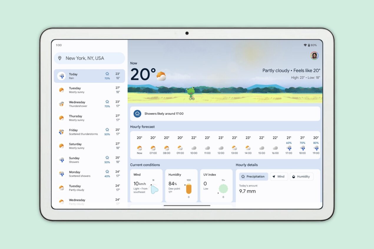 L'UI di Google Meteo guadagna la barra di navigazione trasparente