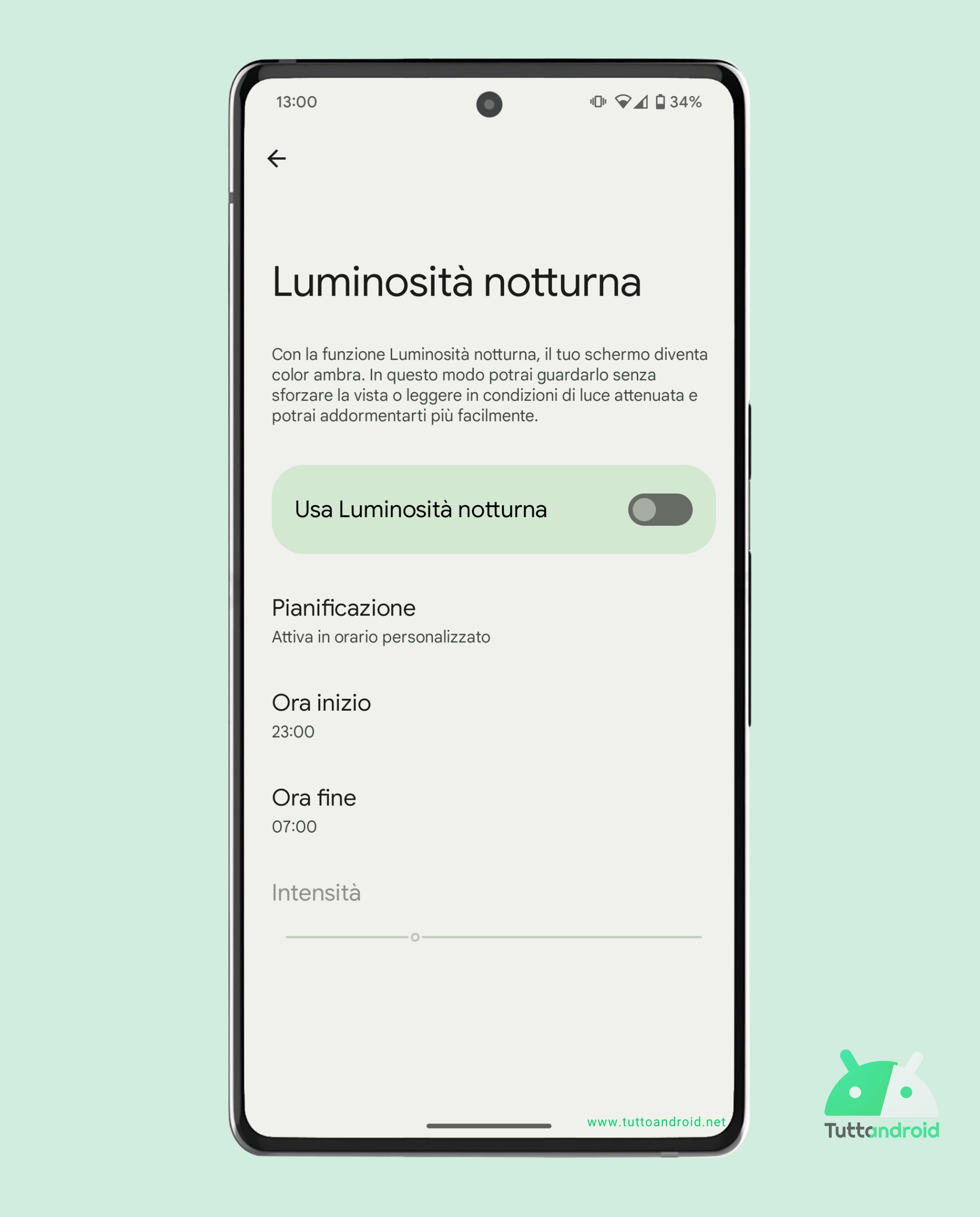 Le impostazioni della luminosità notturna sui Google Pixel