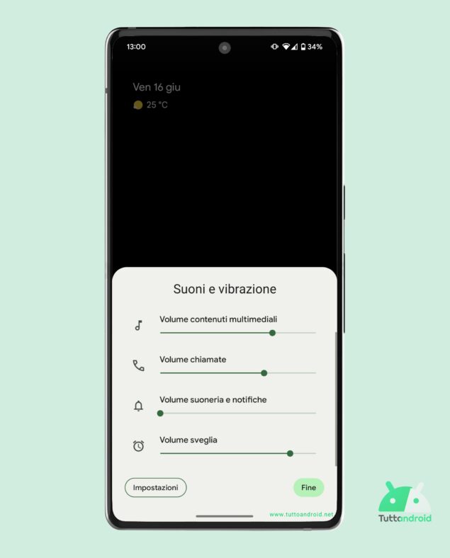 Il menu rapido per controllare i volumi sui Google Pixel