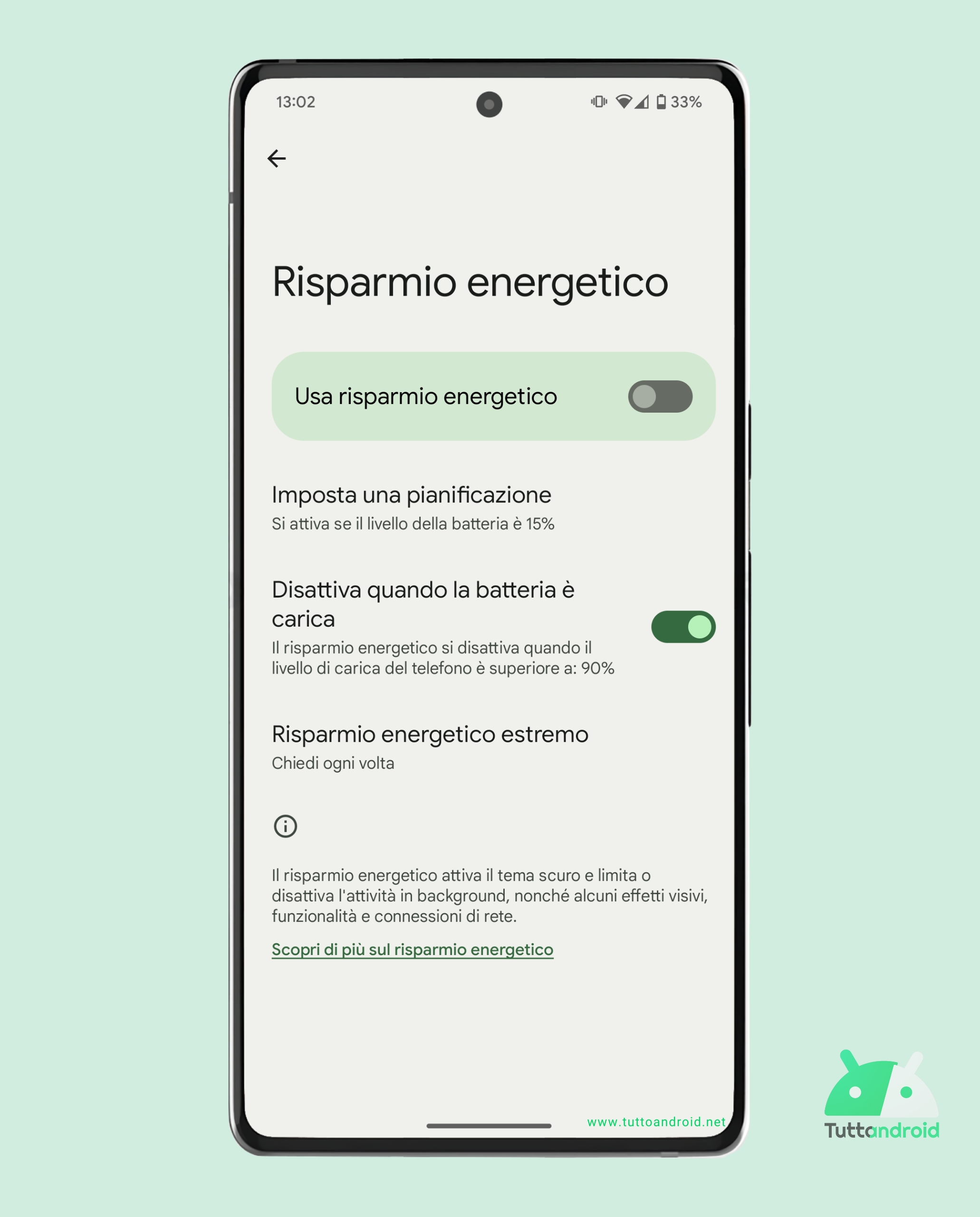 Le opzioni di risparmio energetico sui Google Pixel