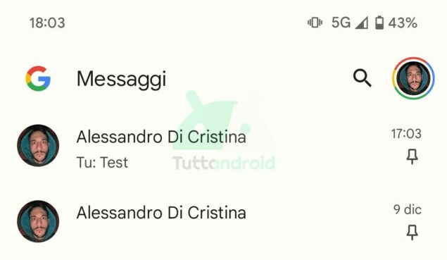 google messaggi nuovo design