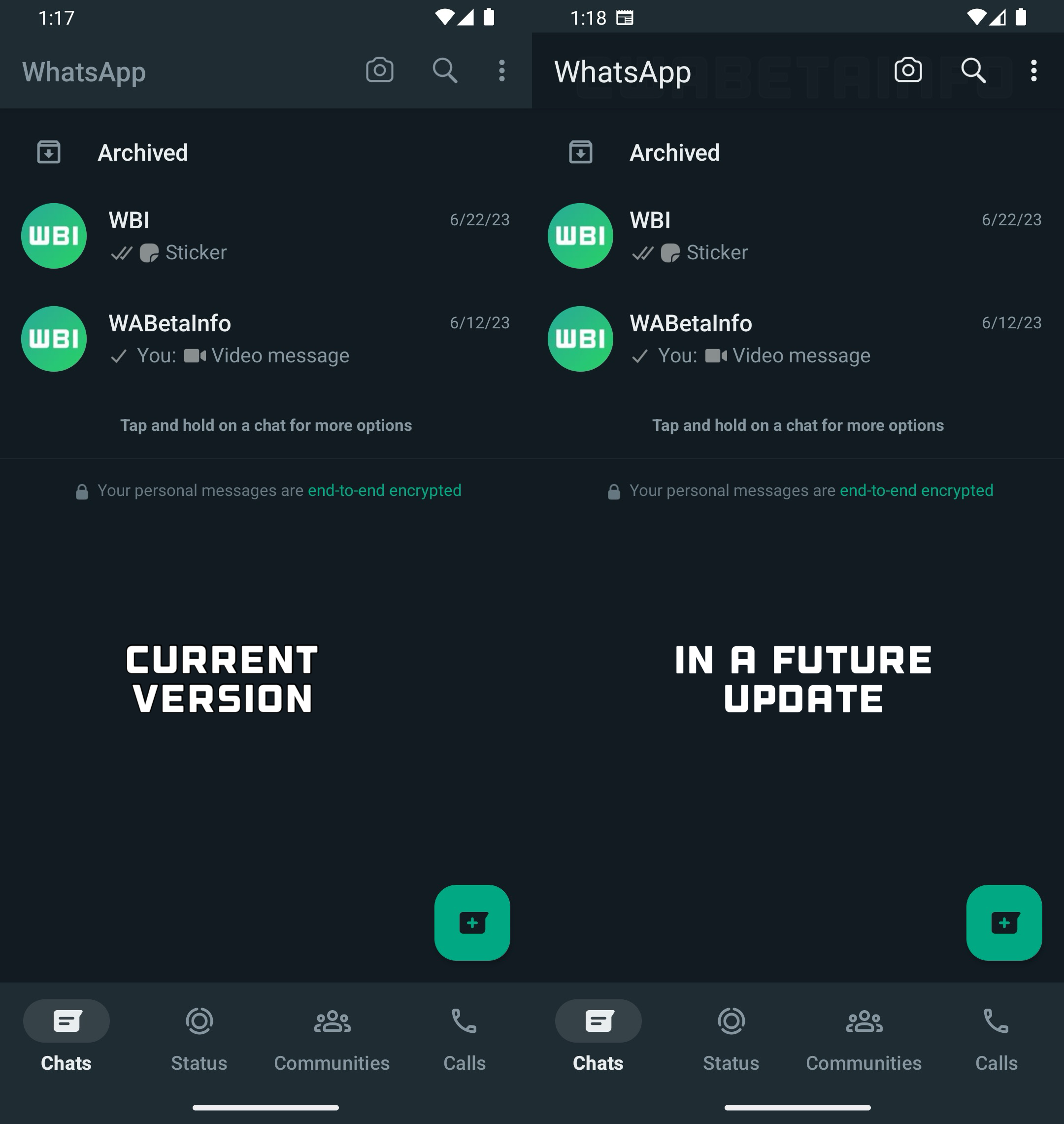 whatsapp beta novità tema scuro