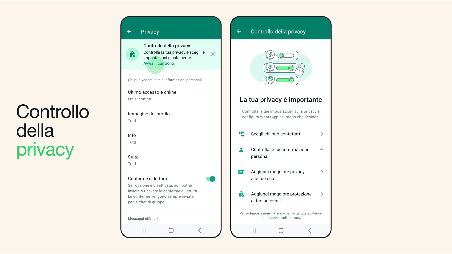 WhatsApp Controllo della privacy