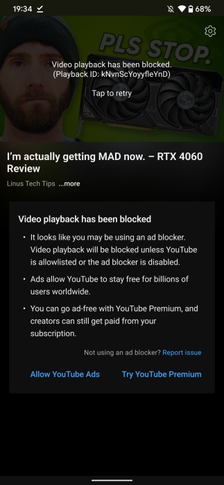 YouTube ad blocker