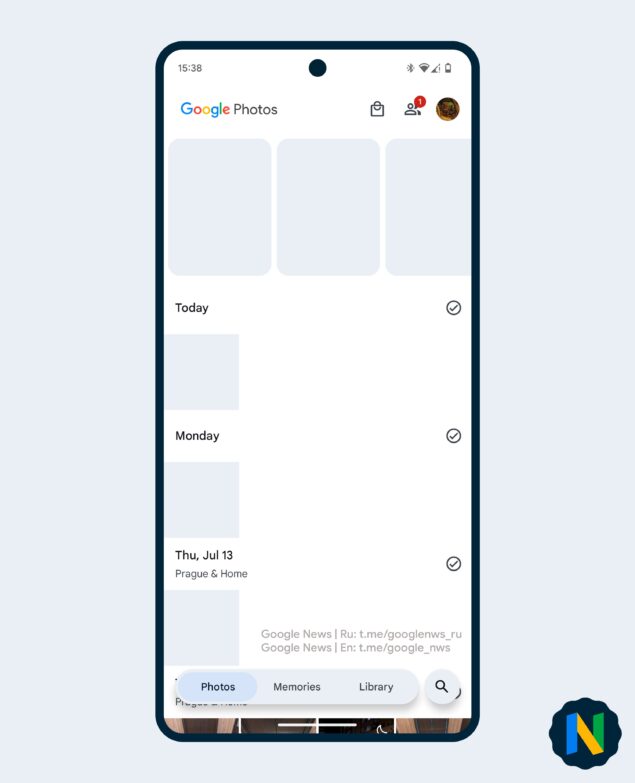 La nuova interfaccia (in test) dell'app Google Foto