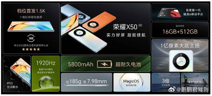 HONOR X50 specifiche