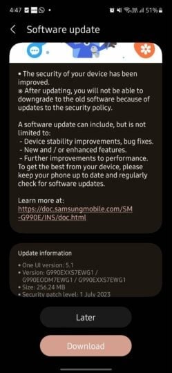 Samsung Galaxy S21 FE patch sicurezza luglio 2023