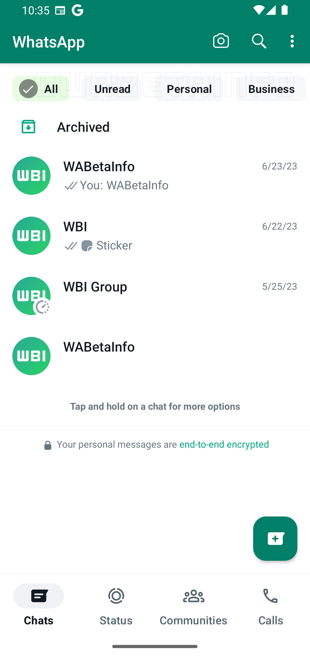 WhatsApp beta Android filtri chat