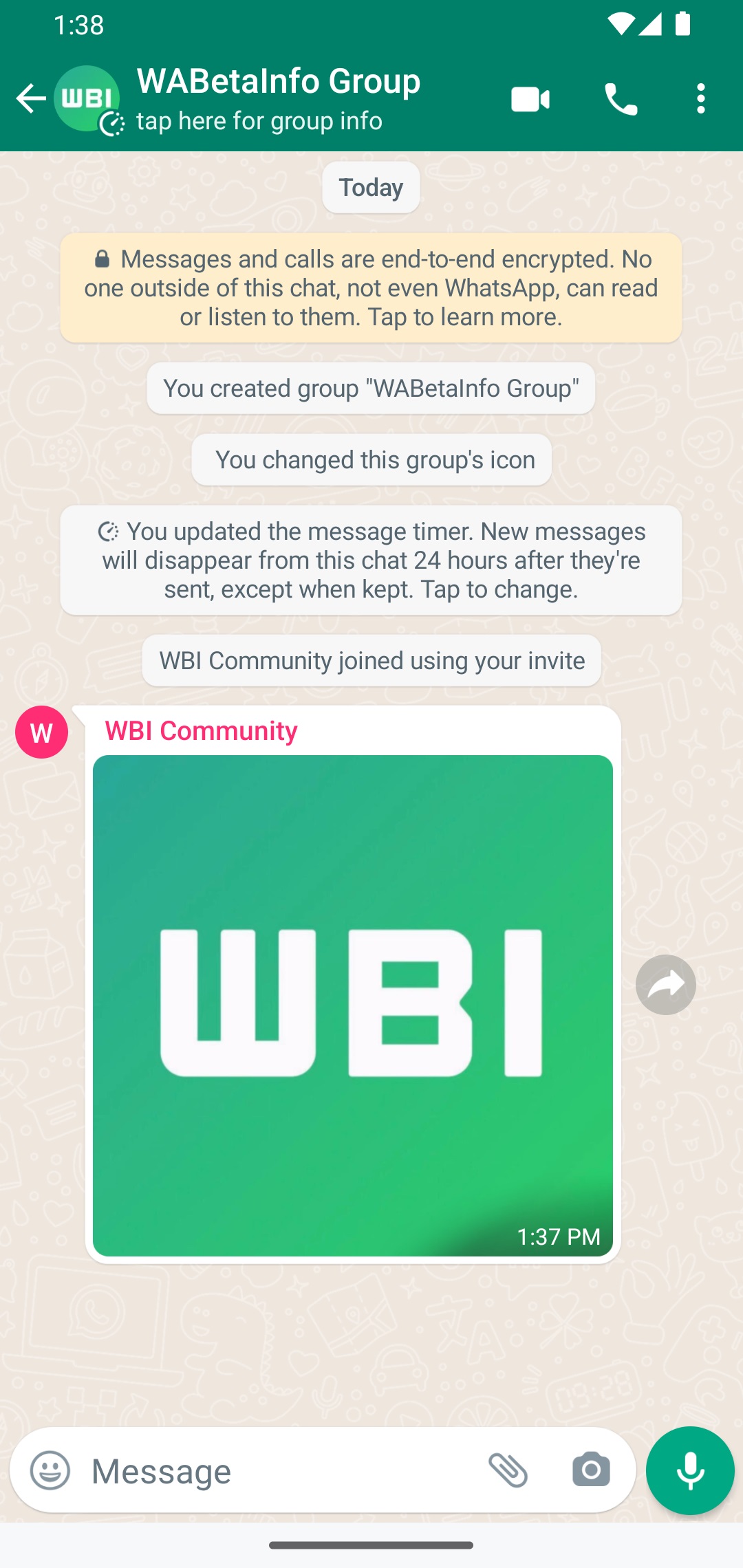WhatsApp beta miniature pofilo milgiori