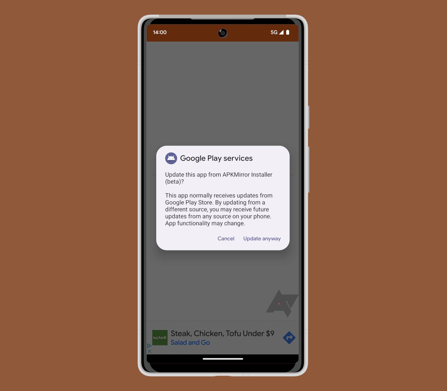 Android 14 avviso sideload applicazioni