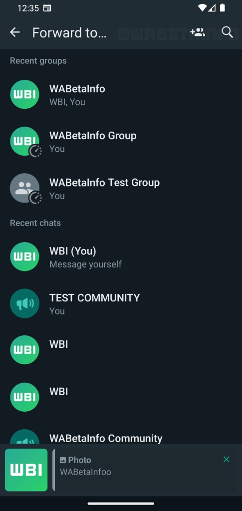 whatsapp beta creazione gruppo da invio messaggio