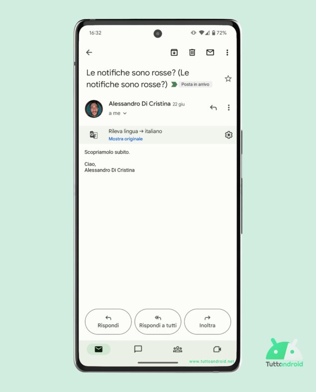 Gmail per Android - Traduzione mail