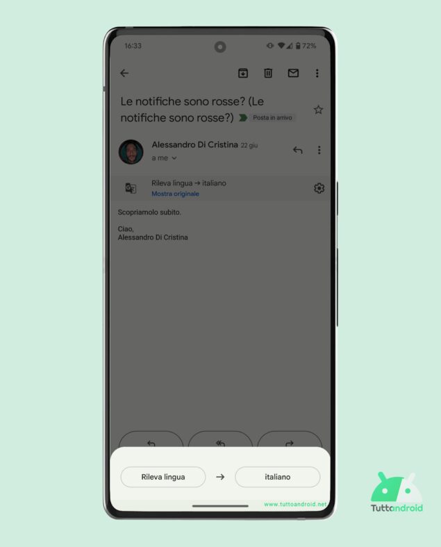 Gmail per Android - Traduzione mail