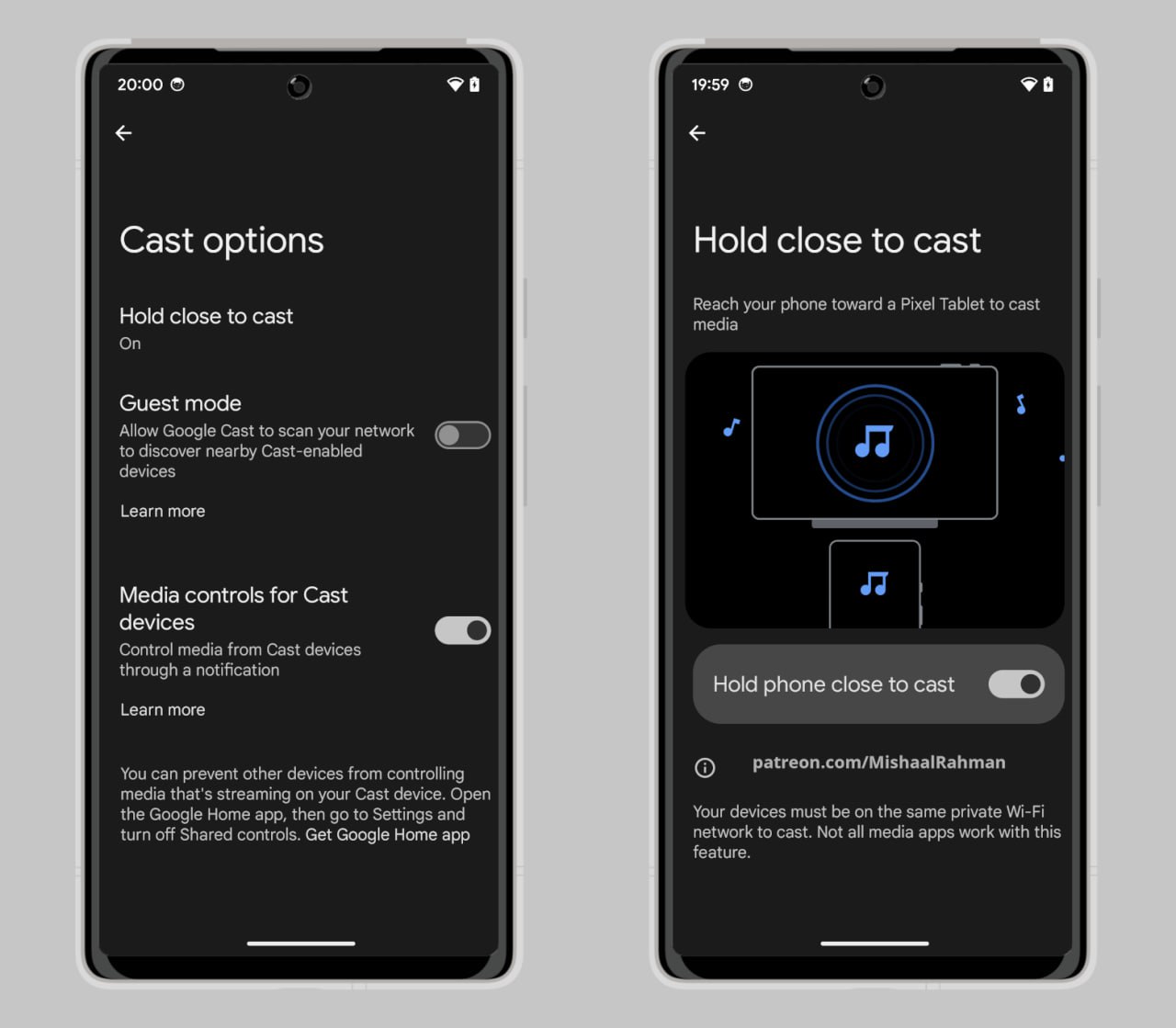 Google Pixel Tablet hold close to cast
