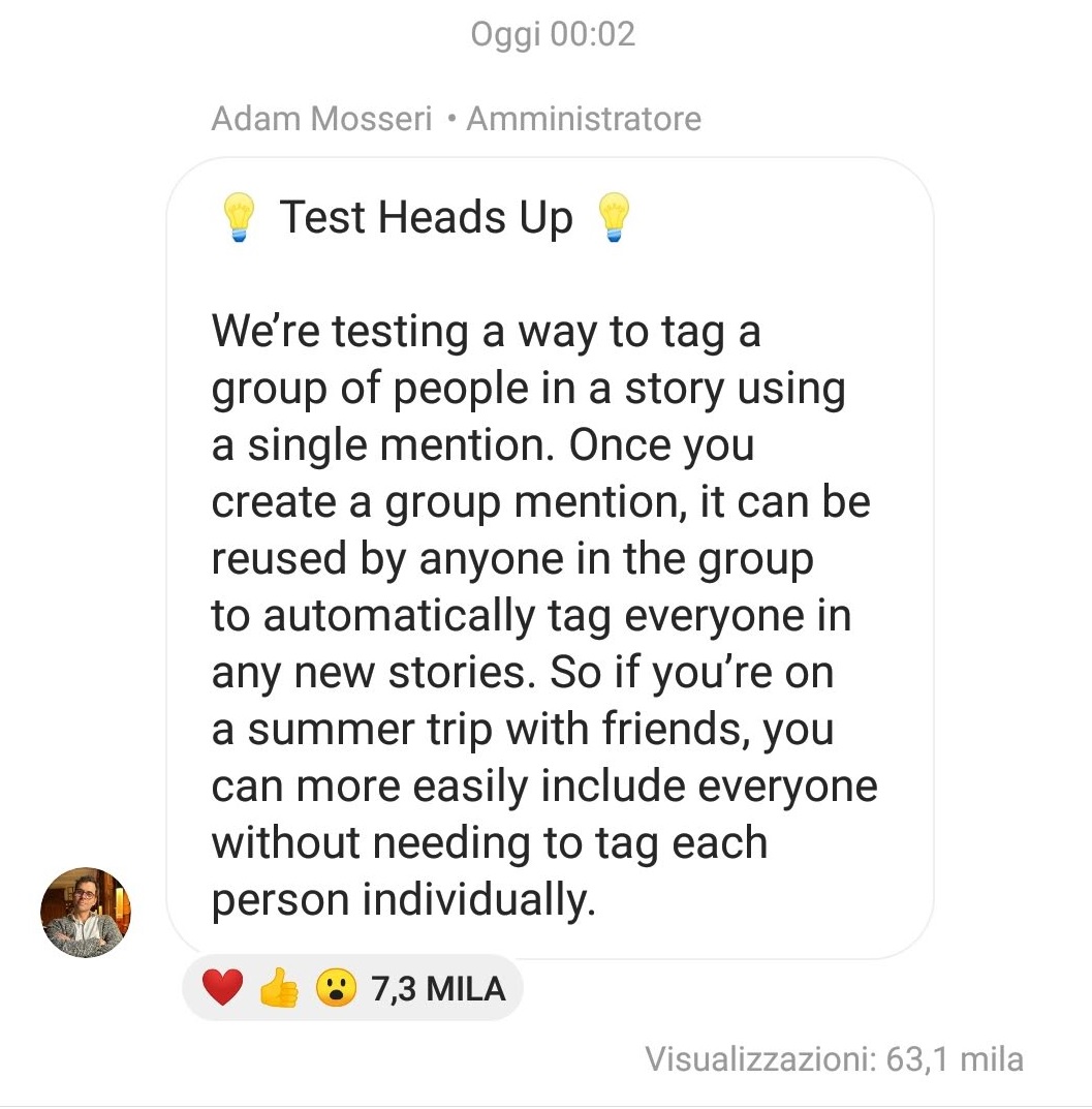 Instagram test tag gruppo