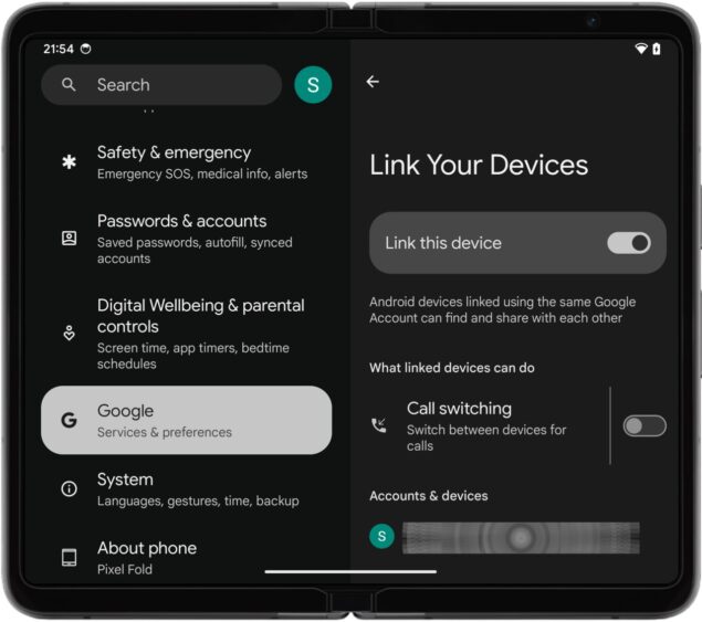 Nuovo menu Android - Dispositivi e condivisione - Link Your Devices