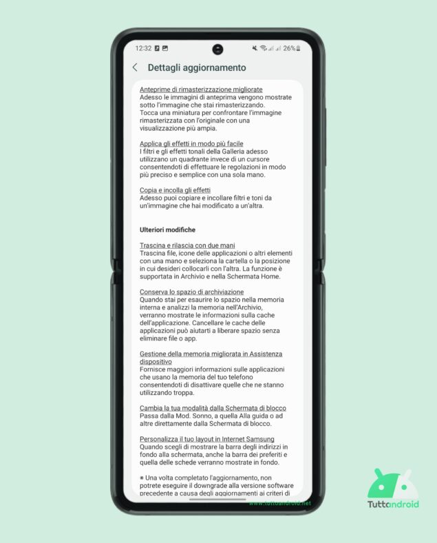 Changelog One UI 5.1.1 su Samsung Galaxy Z Flip3 5G
