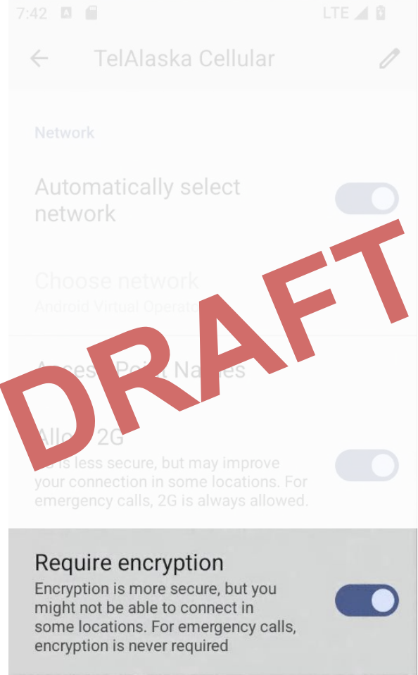 android 14 toggle Require encryption