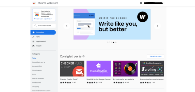 Chrome Web Store vecchio