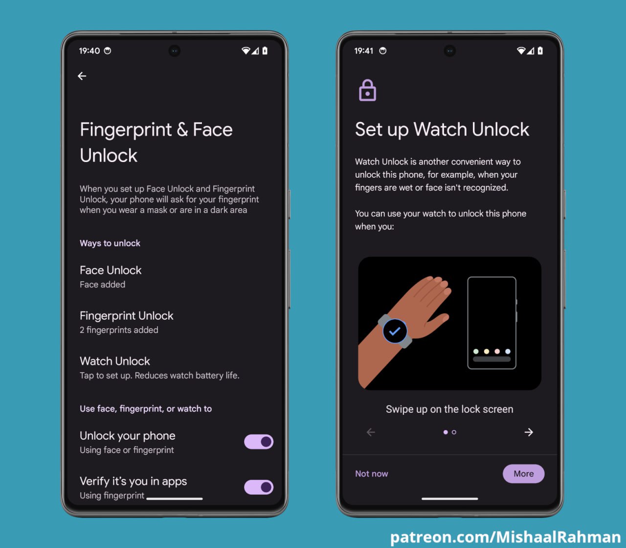 Watch Unlock tra le impostazioni di autenticazione biometrica su Android 14